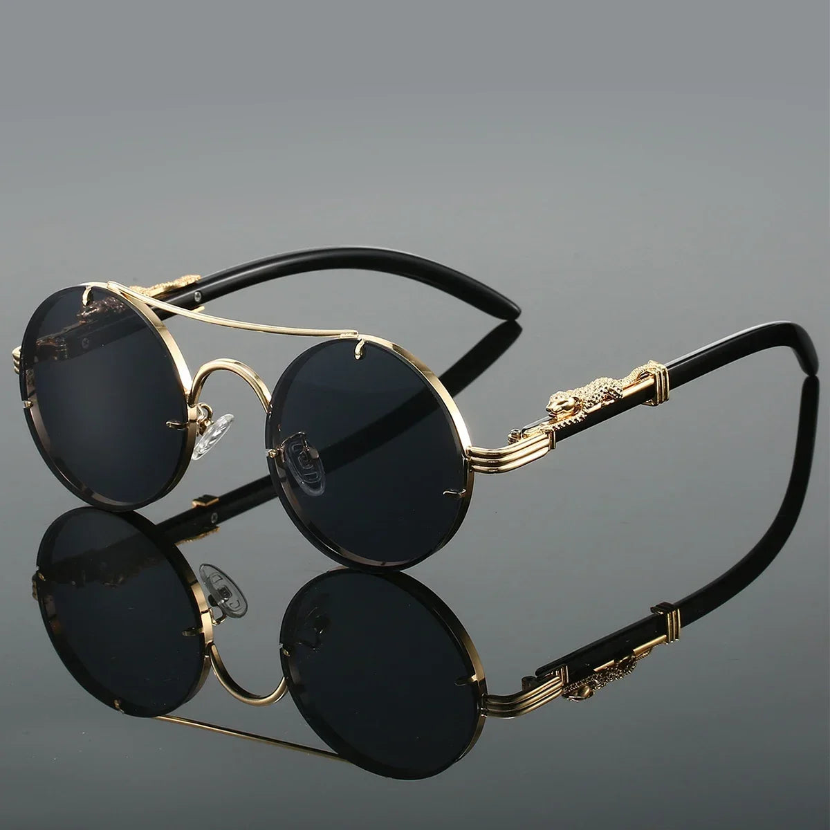 Unisex bold fashion sunglasses with striking golden lenses for modern style & UV protection.