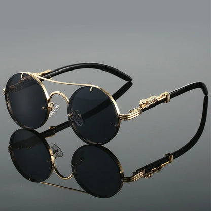 Unisex bold fashion sunglasses with striking golden lenses for modern style & UV protection.