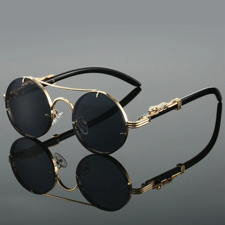 Unisex bold fashion sunglasses with striking golden lenses for modern style & UV protection.