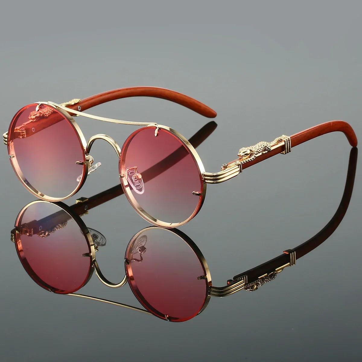 Modern unisex bold sunglasses. Golden lenses offer UV protection & a stylish fashion statement.