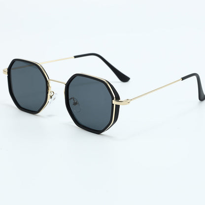 Unisex hexagonal sunglasses with UV400 protection. Lightweight metal frame, modern & stylish shades.
