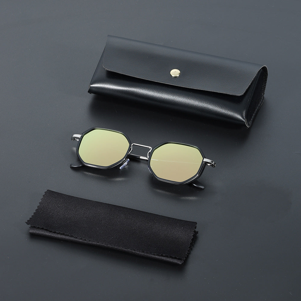 Bold hexagonal UV400 protection sunglasses. Unisex modern metal frame design for stylish look.