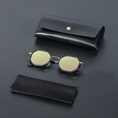 Bold hexagonal UV400 protection sunglasses. Unisex modern metal frame design for stylish look.
