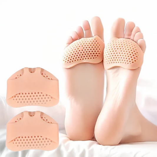 Unisex breathable gel metatarsal pads for foot pain relief & comfort. Reusable forefoot cushions.