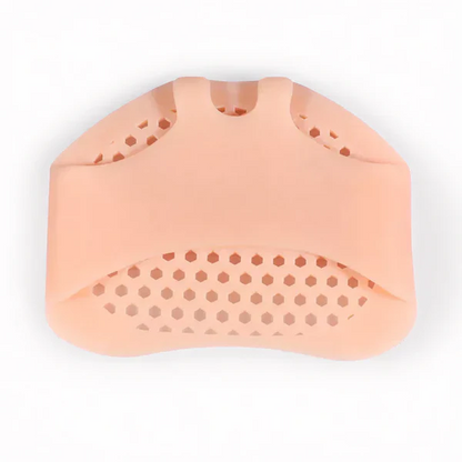 Close-up of breathable gel metatarsal pads, showing soft silicone texture for forefoot support & cushioning comfort.
