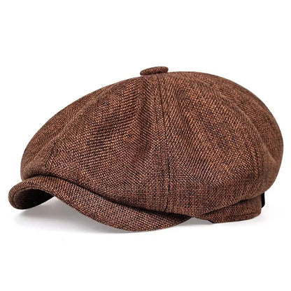 Adjustable unisex linen cap in a relaxed coastal style, offering breathable comfort.