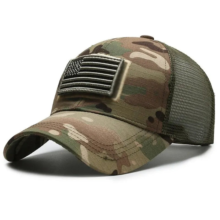 Display of various colors of breathable mesh baseball caps, suitable for sports and everyday casual wear.