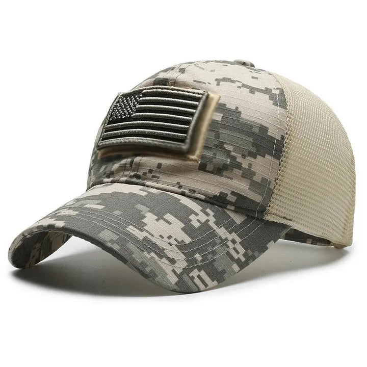 Person wearing a white breathable mesh hat, showcasing its comfort and style as a unisex summer cap.