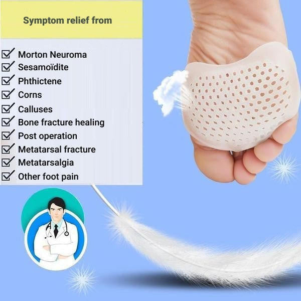 Reusable metatarsal pads for foot comfort & pain relief. Breathable, non-slip design, ideal for daily wear. 2-pack.