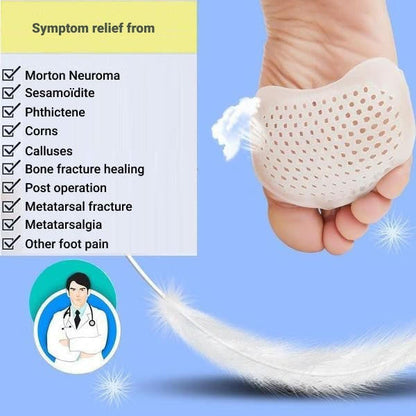 Reusable metatarsal pads for foot comfort & pain relief. Breathable, non-slip design, ideal for daily wear. 2-pack.