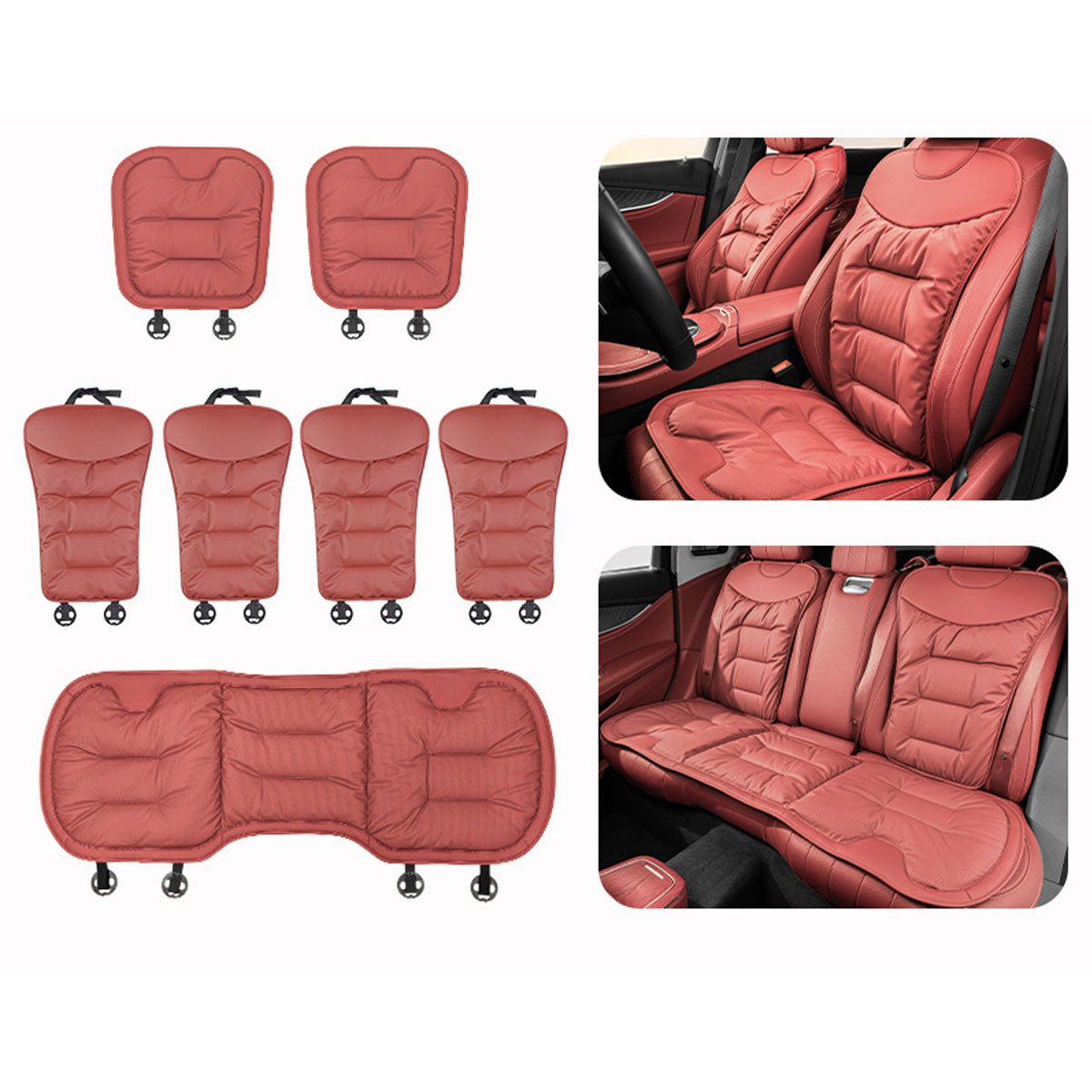 Unisex Breathable Napa Leather Full Car Seat Cover Set