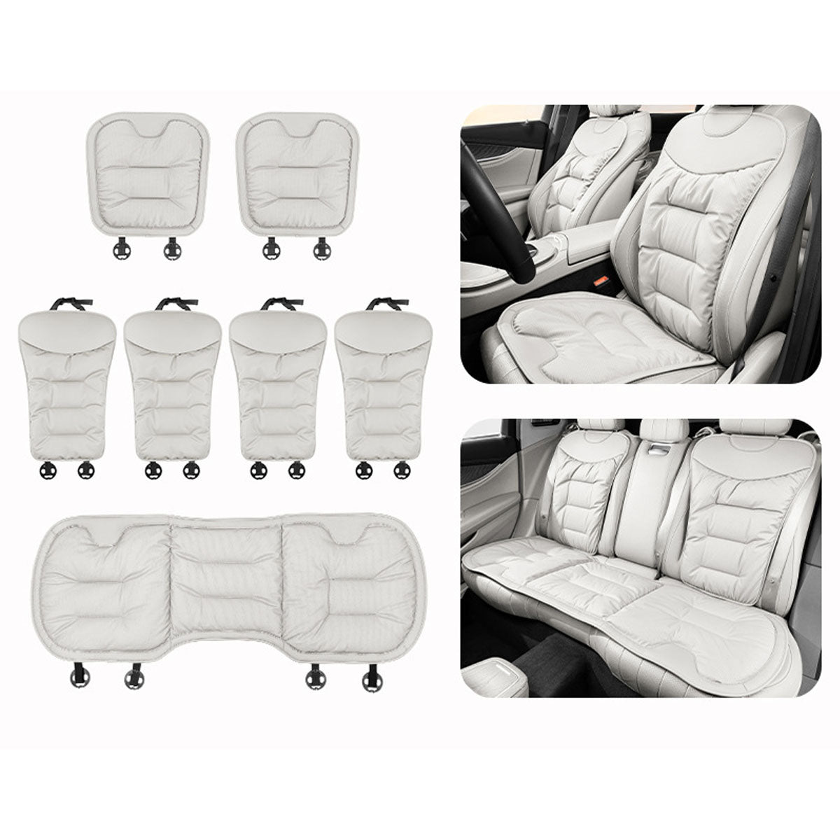 Unisex Breathable Napa Leather Full Car Seat Cover Set