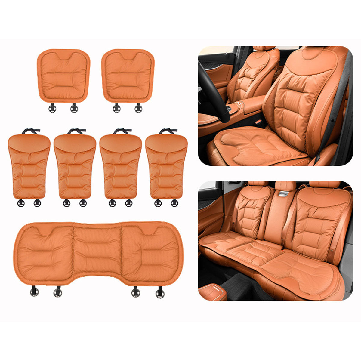 Unisex Breathable Napa Leather Full Car Seat Cover Set