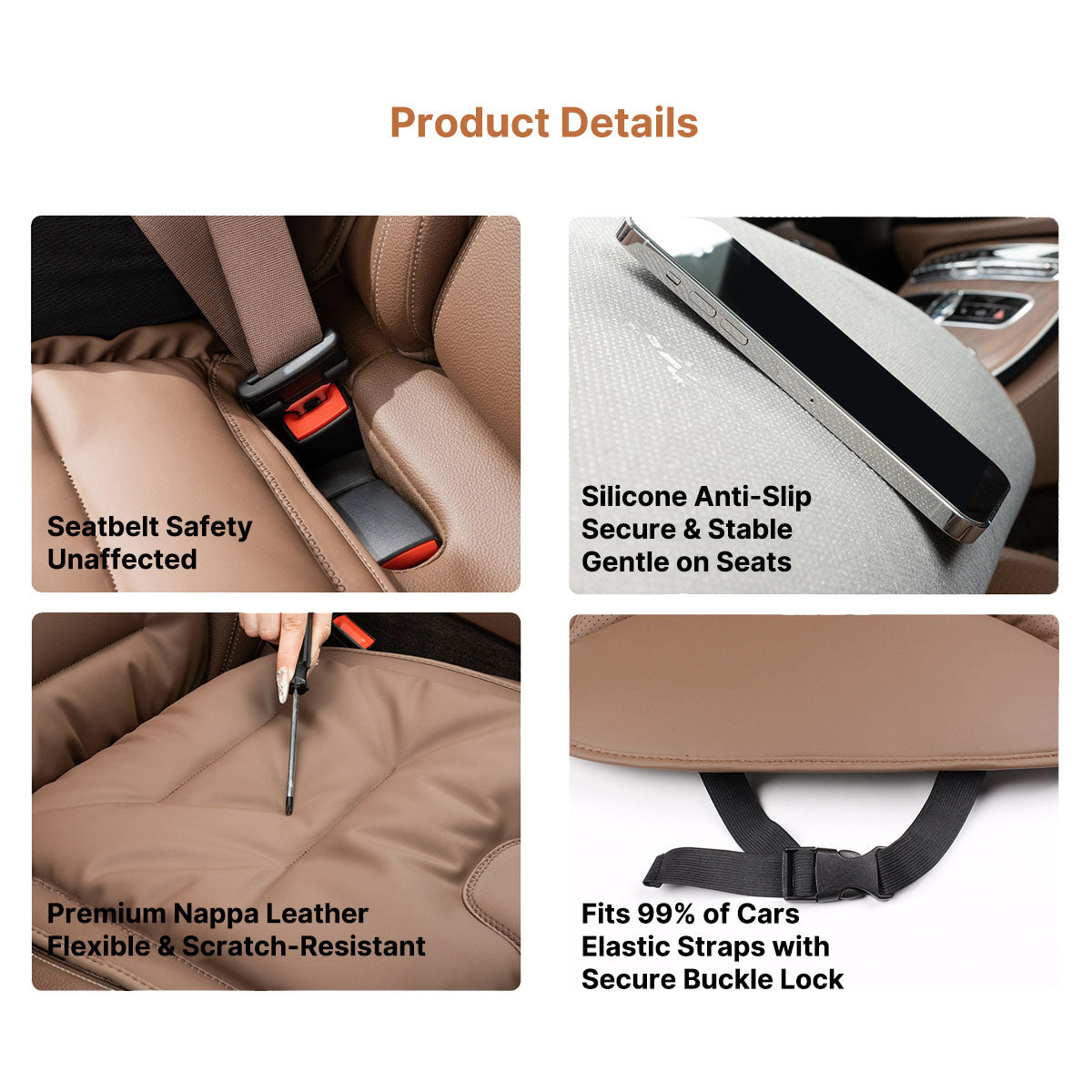 Unisex Breathable Napa Leather Full Car Seat Cover Set