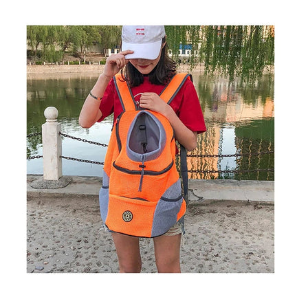 Unisex breathable pet dog cat carrier backpack for comfortable travel. Hands-free pet accessory for outdoor adventures.