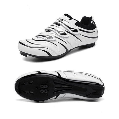 Collage of unisex cycling shoes, showcasing versatility for road and mountain biking