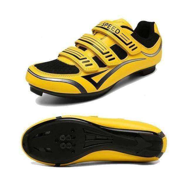 Side view of unisex athletic cycling footwear, highlighting sole and cleat compatibility