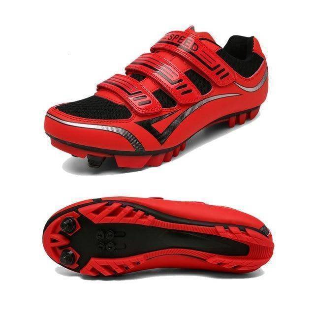 Unisex breathable cycling shoes in action, worn by a cyclist on a mountain trail
