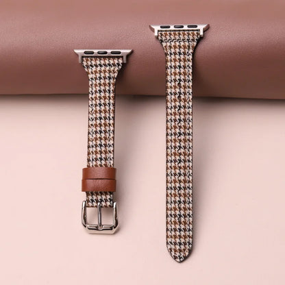 Classic brown & black houndstooth smartwatch band. Unisex, adjustable, stylish accessory for any smartwatch.