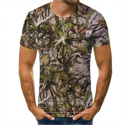 Camouflage military style t-shirt, unisex, short sleeve, polyester spandex for active wear
