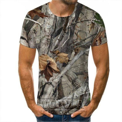Hunting t-shirt in camouflage print, unisex, tactical style, short sleeve for warmer weather
