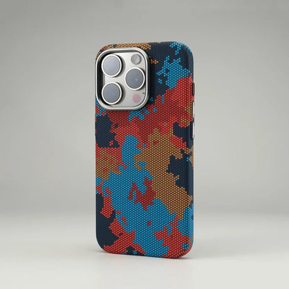 Tactical camouflage iPhone case. Rugged protection, slim, and MagSafe compatible for all models.