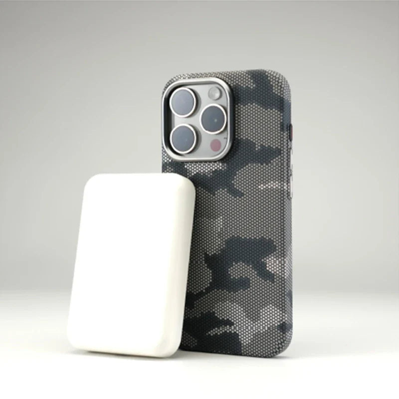 Rugged camouflage iPhone case, providing stylish tactical protection with a non-slip grip.