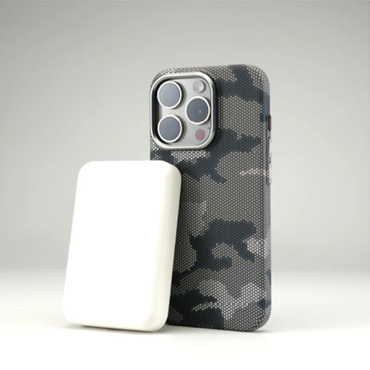 Rugged camouflage iPhone case, providing stylish tactical protection with a non-slip grip.