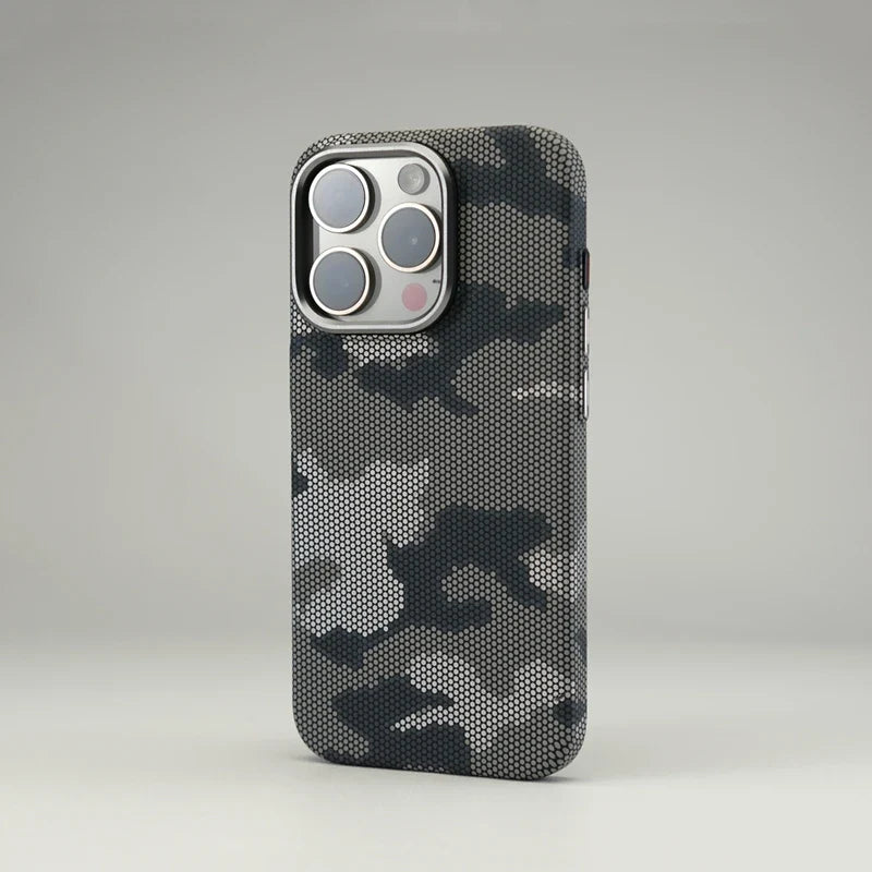 Hard shell camouflage iPhone case. Slim, MagSafe compatible, and offers rugged protection.