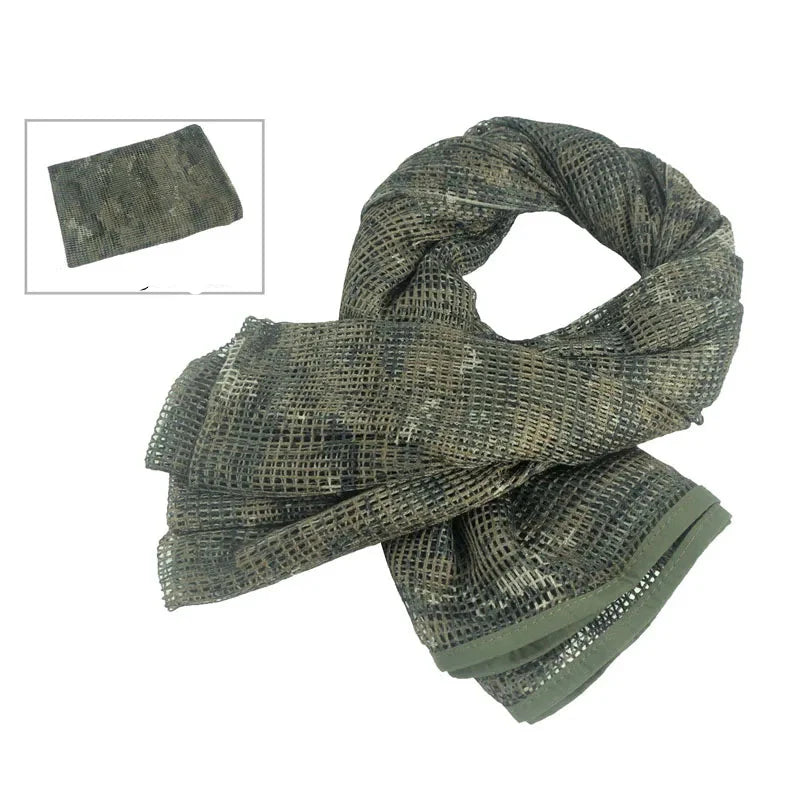 Unisex Camouflage Mesh Tactical Scarf for Outdoor Activities