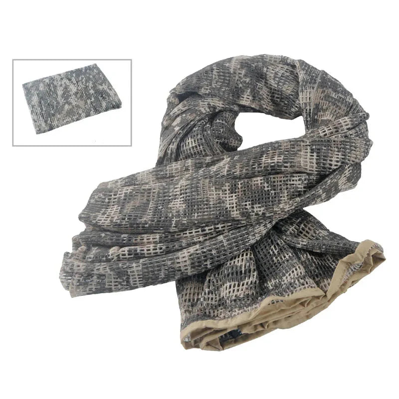 Unisex Camouflage Mesh Tactical Scarf for Outdoor Activities