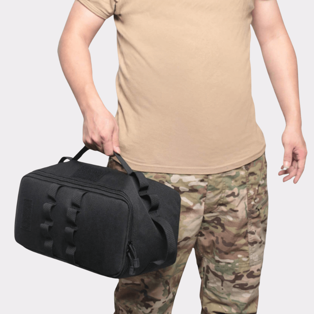 Unisex camping cooking gear storage bag, durable and portable for outdoor camp kitchen organization.