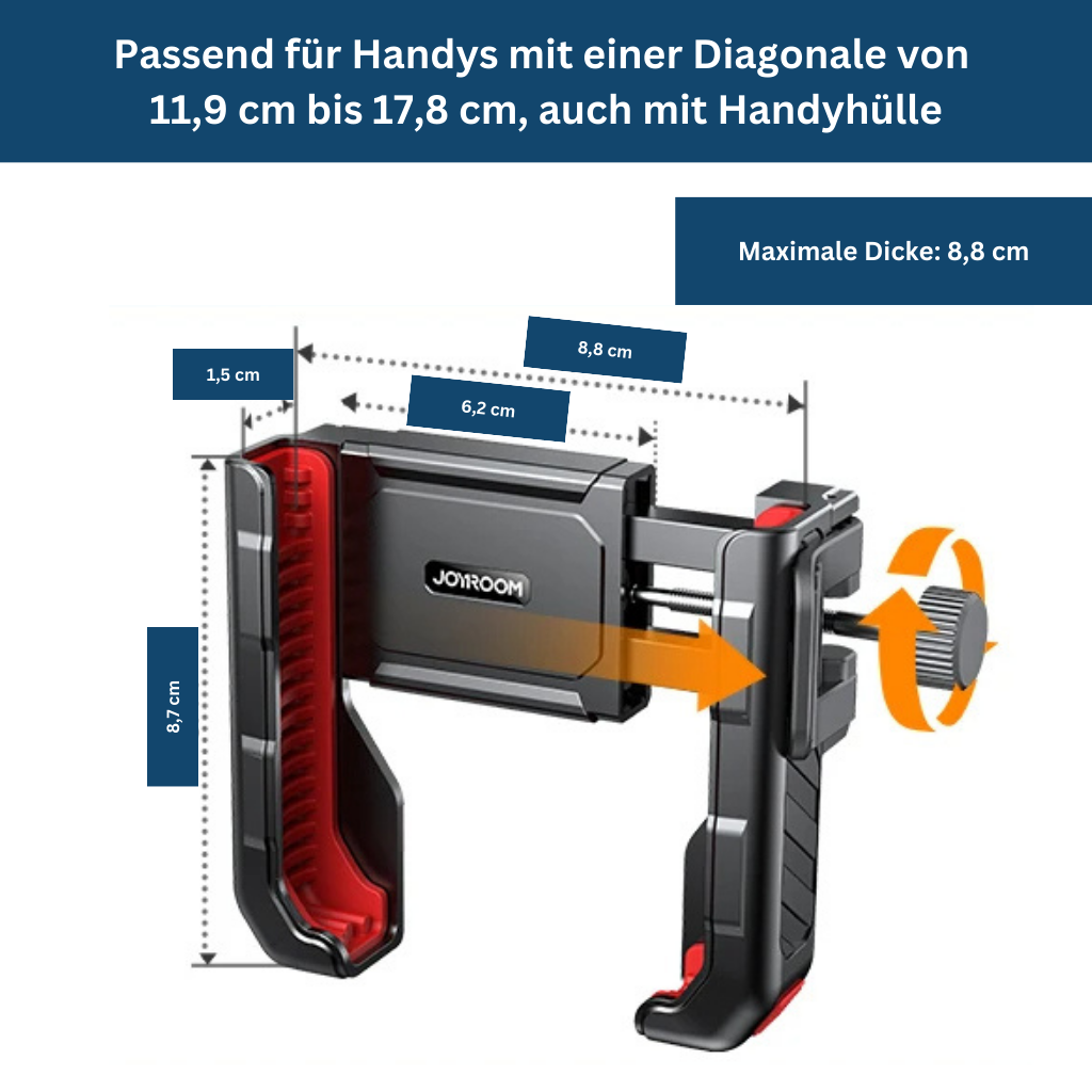 Handsfree car phone mount attaches to air vent, providing stable support for safe driving