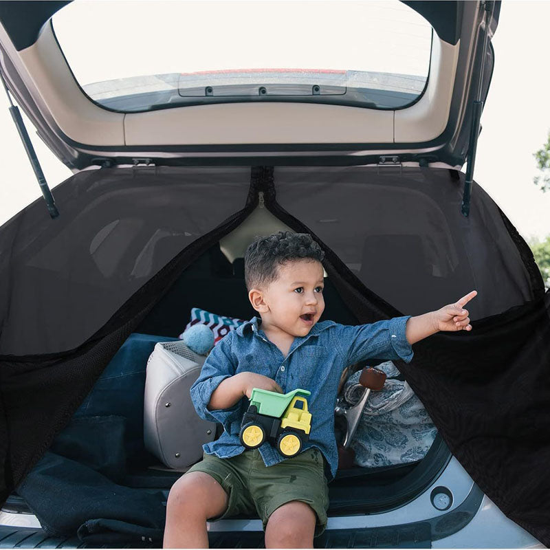 Insect protection for SUV: Car camping trunk mosquito net, black, essential outdoor gear for comfortable travel