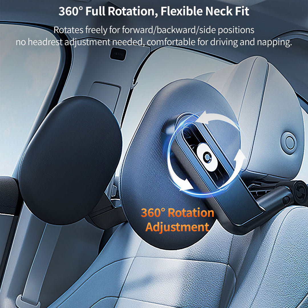 Ergonomic car neck support pillow, adjustable, universal fit for automotive seats, black color
