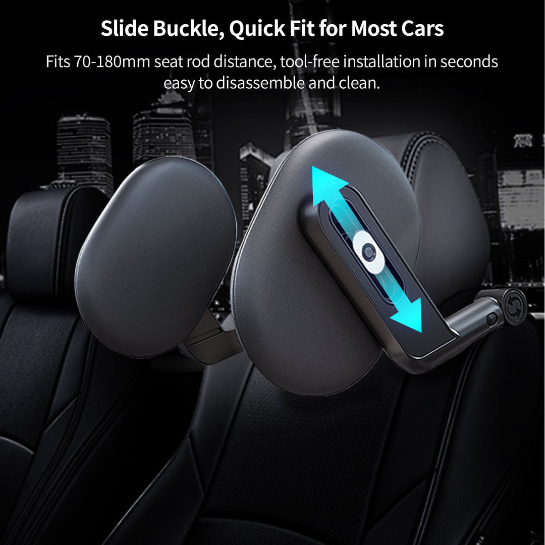 Travel pillow for car, headrest mounted, providing excellent neck support for passengers and drivers