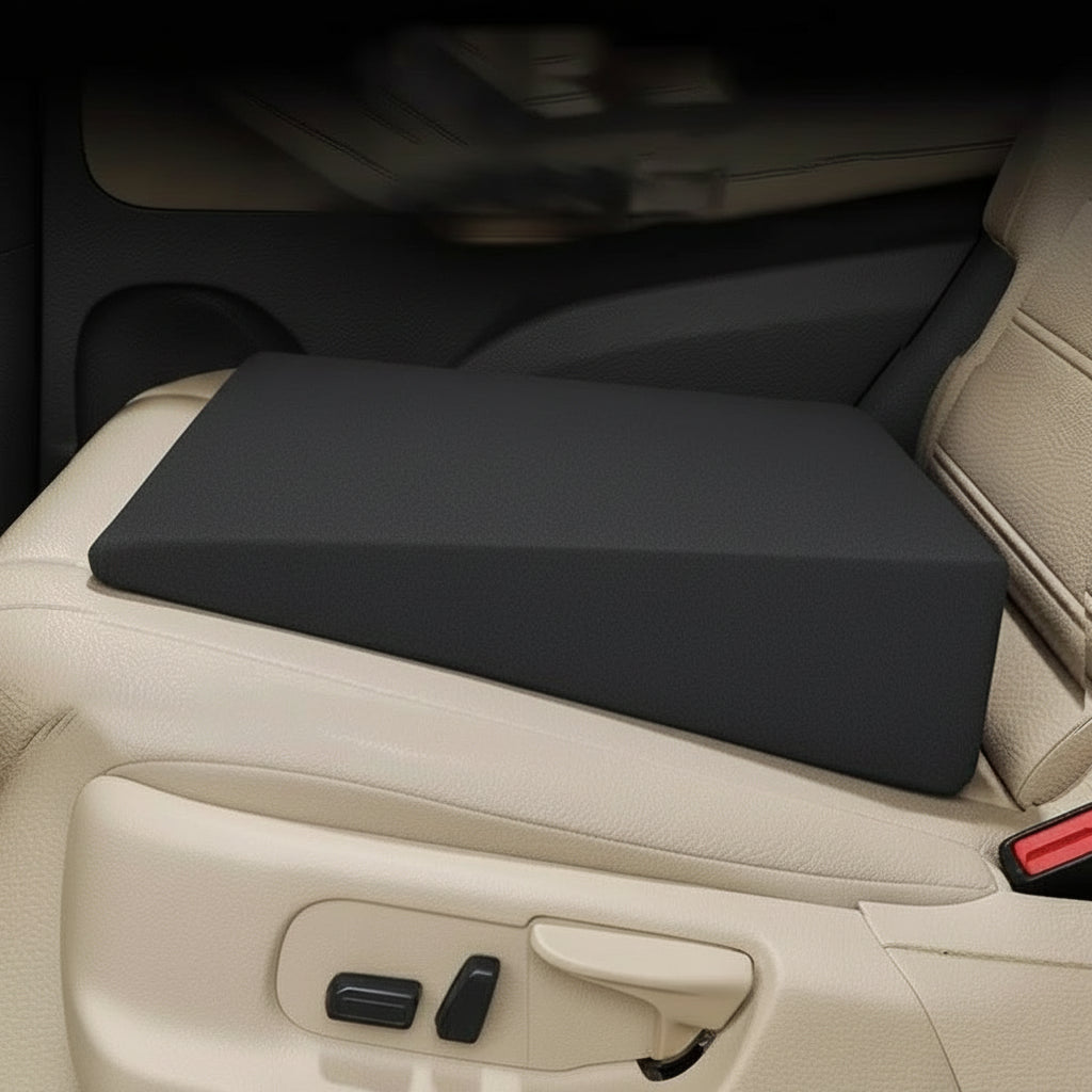 Premium unisex car seat cushion. Memory foam for ultimate driving comfort, posture alignment, & height increase.