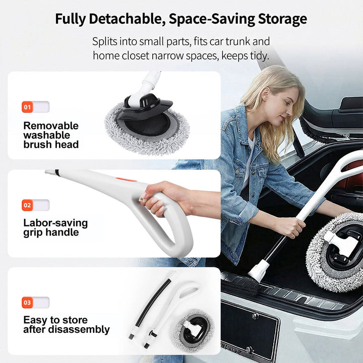 Detachable car wash mop head kit, ultra-soft chenille for scratch-free auto detailing and cleaning.