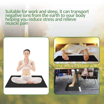 Woman sleeping soundly on a unisex earthing pad, experiencing deep relaxation and improved circulation.