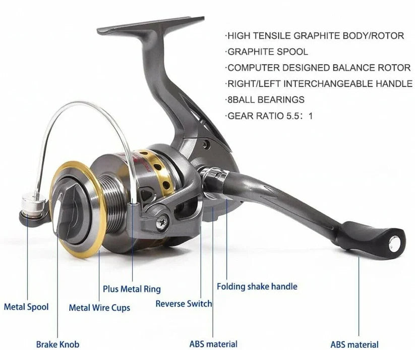 Complete carbon fiber telescopic fishing rod & reel combo kit, perfect for both saltwater and freshwater fishermen.