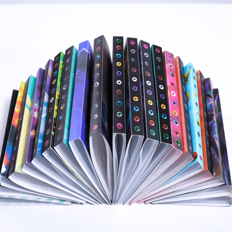 Black PVC card album with protective sleeves, perfect for organizing 240 collectible cards.