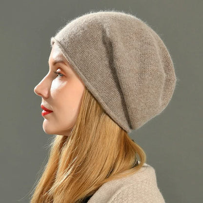 Unisex cashmere wool beanie, soft & warm winter hat. Perfect luxury accessory for cold weather & fall fashion.