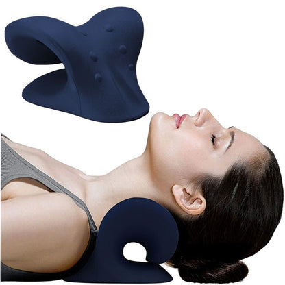 Chiropractic neck traction device for cervical spine alignment, neck pain relief, & support.