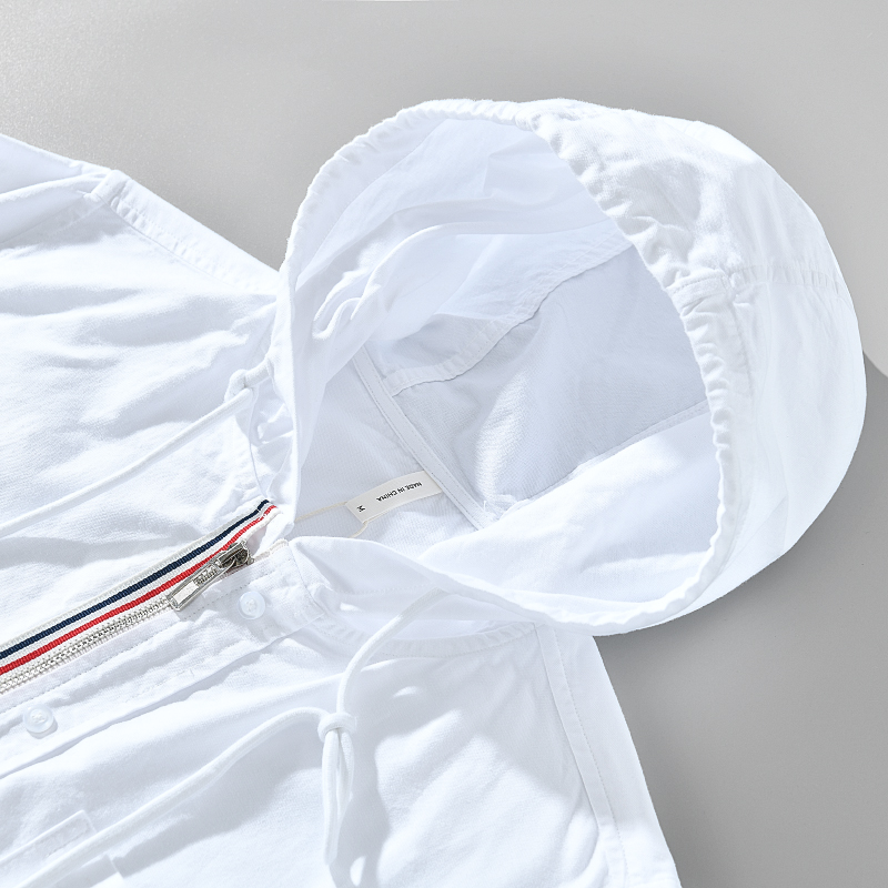 Detailed view of hood on a unisex Chelsea lightweight casual hoodie shirt, modern and comfortable style.