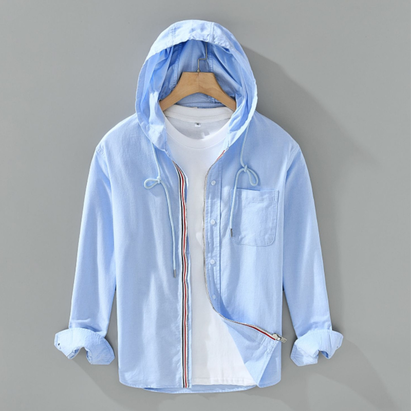 White unisex Chelsea lightweight zip hoodie shirt, modern style, everyday casual wear.