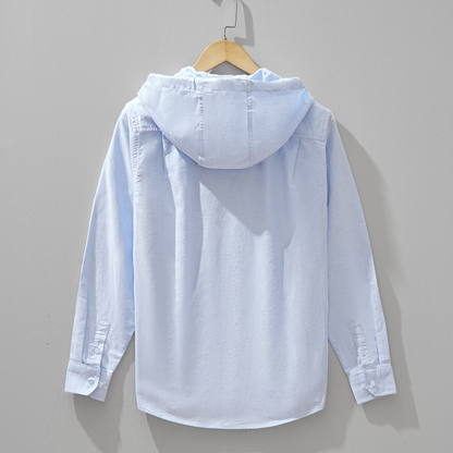 Relaxed fit unisex Chelsea lightweight hoodie shirt, zip front, comfortable long sleeve for casual style.