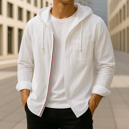 Zip-front unisex Chelsea lightweight hoodie shirt, long sleeve, ideal for comfortable, casual everyday wear.