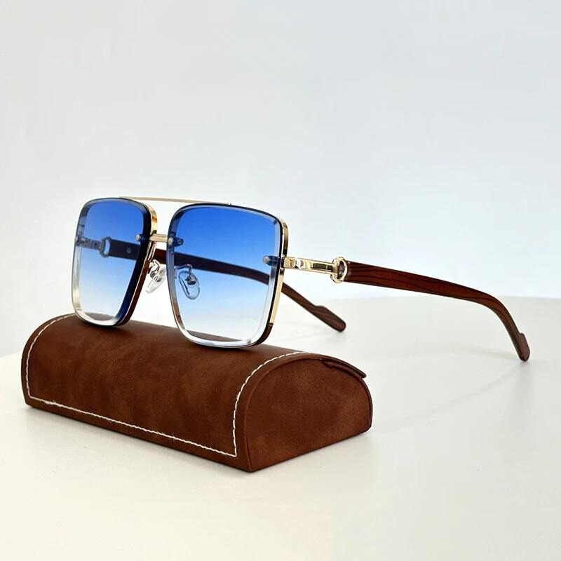Fashionable unisex gold metal frame sunglasses, a chic accessory providing UV400 eye protection.