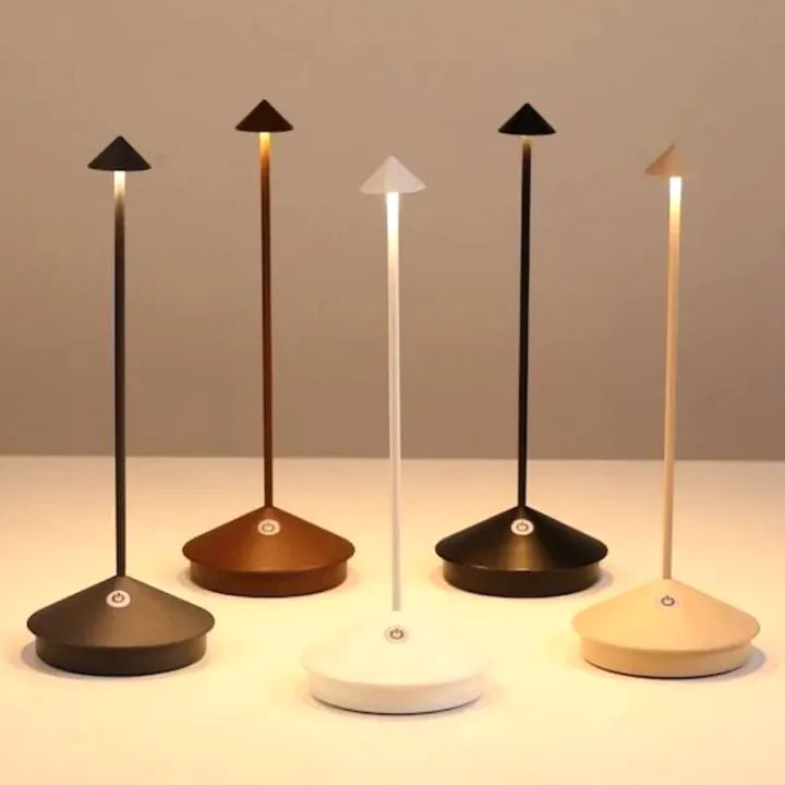 Portable ClarityGlow wireless LED lamp, dimmable for flexible indoor/outdoor lighting.