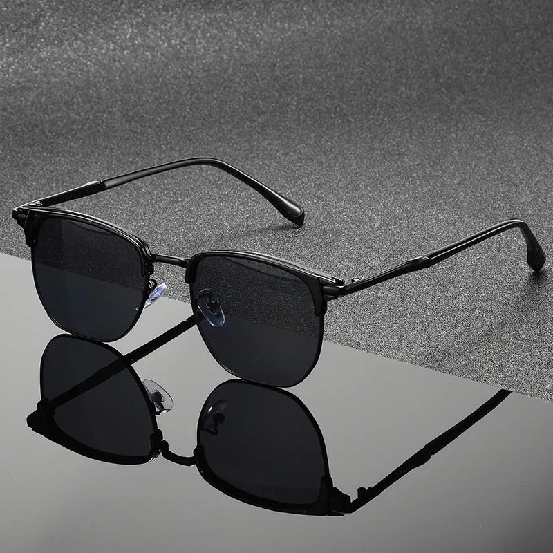 Classic black Clubmaster sunglasses, unisex design, full UV protection. Stylish and durable summer eyewear accessory.